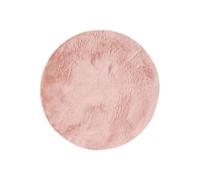 Tapis en fourrure Furry Rosa ø 120 cm rond Salon Antidérapant Lavable Hochflor benuta Moelleux Peluche Shaggy Doux