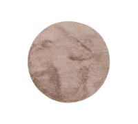 Tapis en fourrure Furry Taupe ø 120 cm rond Salon Antidérapant Lavable Haute densité benuta Moelleux Peluche Shaggy Doux