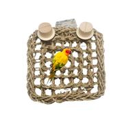 Tapis en jonc de mer naturel tissé pour oiseau, perruche, hamac avec crochets pour inséparables, calopsittes, conures et perruches (taille L)