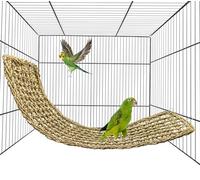 Tapis en jonc de mer naturel tissé pour perroquet 76,2 x 17,8 cm, hamac en jonc de mer naturel, corde d'escalade, tapis d'échelle, jouets à mâcher pour pigeons, aras, calopsittes, conures, cacatoès