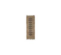 Tapis en jute beige, rectangulaire, uni, finitions cuir noir et marron - Bloomingville, Vilde - 245x75x1 cm