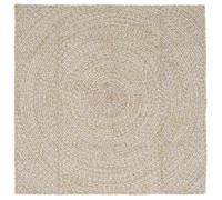 Tapis en jute carré - vidaXL - 120x120 cm - Naturel et Blanc - Design moderne - Lavable en machine - Usage intérieur
