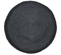 Tapis en Jute de décoration Ethno-Boho Abrila, Rond, 100 cm, Noir