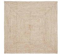 Tapis en jute moderne - vidaXL - 120x120 cm - Naturel et blanc - Texture tressée - Lavable en machine - Usage intérieur