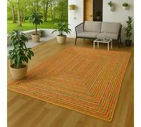 Tapis en Jute Salsa coloré avec Coton - Fait à la Main à partir de Fibres Naturelles résistantes - Design Simple avec Motif tissé - Différentes Tailles Disponibles