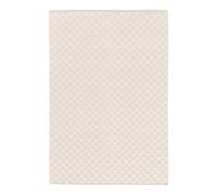 Tapis en laine et coton a carreaux fait main doux gabin beige 120X170