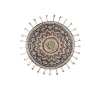 Tapis en laine et coton multicolore, rond, à motifs, tissé main, franges de pompons - Dutchbone, Pix - Ø170x1 cm