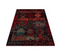 Tapis en Laine, Tapis Traditionnels, pour la Chambre à Coucher, Le Salon Omega AVAR Carré Cadre, Diamants, Oriental, Rubis 200x200 cm