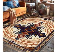 Tapis en losanges, motif tête de flèche, cercle géométrique tribal non bleu marine, dos antidérapant, tapis imprimé rectangulaire pour salon, chambre à coucher, couloir, bureau, décoration de bureau