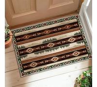 Tapis en losanges, rustique bohème avec pointe de flèche, arbre automne, marron, dos antidérapant, tapis de porte rectangulaire, pour entrée, salle de bain, buanderie, 61 x 0,9 m