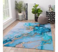 Tapis en marbre Bleu Or Fluide 160x200cm Tapis lavables Luxury Aesthetics pour Salon Chambre Chambre d’Amis Rug Ultra Doux à Poils Bas