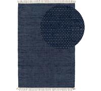 Tapis en matière recyclée Tom bleu foncé 15x15 cm Motif salon Rectangulaire Unicolore Moderne Flottant court benuta Scandinave