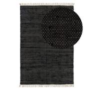 Tapis en matière recyclée Tom Noir 15x15 cm Motif Salon Rectangulaire Unicolore Moderne Tapis ras benuta Scandinave