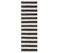 Tapis en matière recyclée Tom Noir/Blanc 80x300 cm Salon Chemin de table Unicolore Moderne Flux court benuta Scandinave