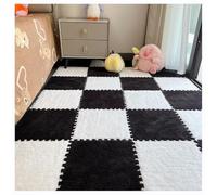 Tapis en Mousse en Peluche - 30 X 30 Cm - Tapis De Jeu Puzzle - Tapis De Sol Emboîtable en EVA - pour Salon Chambre À Coucher Chambre d'enfant(Black+White,36pcs)