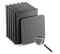 Tapis en Mousse EVA Edukit; 24 Pièces et 22 Bordures; 30,5 x 30,5 cm; Noir; Dalles Antidérapantes Puzzle Emboîtables pour la Maison, l'Exercice, le Garage.