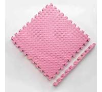 Tapis en mousse insonorisant, revêtement de sol en mousse EVA, dalles de sol emboîtables de 1 cm d'épaisseur, tapis de jeu puzzle, tapis de rampage imperméable et antidérapant(Rose)