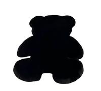 Tapis en ours en fourrure de lapin douce et pelucheuse, tapis antidérapant à poils longs 70x90cm, joli tapis noir pour la chambre des enfants, la nursery, la décoration de la chambre.