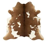 vidaXL Tapis en peau de vache véritable Marron et blanc 150 x 170 cm Intérieur Rectangulaire