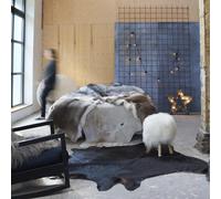 Tapis en Peau de Vache Véritable Noir Carpette Moquette Sol Salon vidaXL