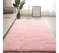 Tapis en peluche à poils longs - Antidérapant - Lavable - Facile d'entretien - Pour salon, cuisine, salle de bain - Rose doux - 180 x 260 cm