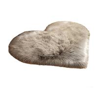 Tapis en peluche en forme de cœur antidérapant pour chambre de filles, chambre d'enfant, salon, décoration d'intérieur, antistatique, lavable, imitation laine (gris)