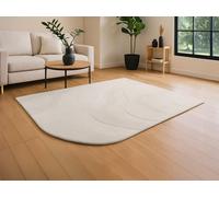 Tapis en relief 100% laine tufté main bord arrondi - 200 x 290 - Ivoire - VELORIA