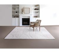 Tapis en relief 100% laine tufté main motif géométrique - 200 x 290 cm- Ivoire - MILUNA
