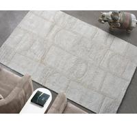 Tapis en relief en coton fait à la main - 200 x 290 cm - 1800g/m2 - Ivoire - HAZELA