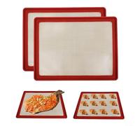 Tapis en silicone avec cadre en métal, 42 x 32 cm, anti-adhésif, plaque de cuisson, plaque de cuisson, feuille résistante à la chaleur, pour four à micro-ondes (rouge)