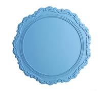 Tapis en silicone de forme ronde avec texture nordique pour une utilisation sur table offrant un bouclier contre les ustensiles de cuisine chauds et les dangers quotidiens des repas (bleu)
