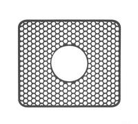 Tapis en silicone nid d'abeille pour évier avec design orienté drainage pour soutenir le séchage de la vaisselle et des ustensiles de cuisine en toute sécurité (trou central gris)