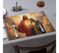 Tapis en silicone pour comptoir de cuisine Jésus et Marie dans la gloire céleste Sets de table cadeaux pour filles dorées (1 pièce)