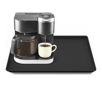 Tapis en silicone pour machine à café avec bord, 50 x 39 cm, antidérapant, étanche, compatible avec De'Longhi Magnifica, facile à nettoyer, noir