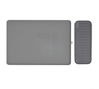 Tapis en silicone pour machine à café conçu avec bord surélevé pour piéger les déversements et protéger les comptoirs de cuisine, multi-usage pour les appareils et le séchage (gris)