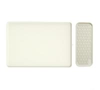 Tapis en silicone pour machine à café conçu avec bord surélevé pour piéger les déversements et protéger les comptoirs de cuisine, multi-usage pour les appareils et le séchage (blanc)