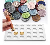 Tapis en silicone pour tampon à sceller, 24 cavités de cire d'étanchéité avec 50 pièces amovibles double face points collants pour l'artisanat de bricolage