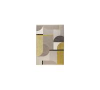 Tapis en tissu jaune, rectangulaire, à motifs, style Memphis, bordures étroites - Zuiver, Hilton - 200x290 cm