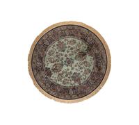 Tapis en tissu multicolore, à motifs, rond, franges à pompons, compatible chauffage au sol - White Label, Raz - Ø160 cm