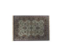 Tapis en tissu vert, rectangulaire, à motifs, franges, 85% viscose/15% polyester, dos coton - White Label, Raz - 160x230 cm