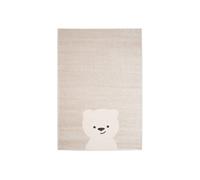 sweeek - Tapis Enfant 120 x 170cm Beige/Crème. Petit Ourson. Poils Ras. Tapis frisé très Doux
