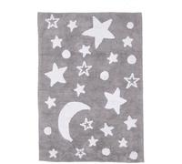 Tapis enfant 120x170 en coton BIO Lavable 30° NIGHT gris et blanc