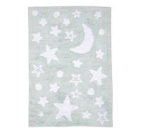 Tapis enfant 120x170 en coton BIO Lavable 30° NIGHT vert d'eau