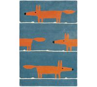 Tapis enfant 120x180 fait à la main en laine bleu et orange MR FOX