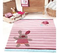 Tapis Enfant 120x180 Rectangle Fait Main En Acrylique Rose Happysty