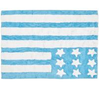 Tapis enfant 124x167 fait main en coton bleu et blanc DRAPA