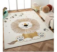 Tapis enfant 40x60 rectangle tissé crème motif animaux SWEETLION