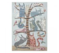Tapis Enfant 60x110cm, Tapis Chambre Tapis Bleu Motif Animaux, Tapis Rectangulaire, 7402