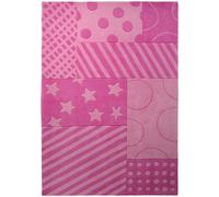 Tapis enfant 70x140 fait main rose motif géométrique STATRIPE