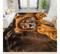 Tapis Enfant 80x120 cm, Tapis Salon MatièRe Imitation Cachemire Chaleur Confortable, Tapis Chambre LéOpard Animaux Animal Imprimé 3D Couleurs Vives, Tapis Cuisine Devant evier AntidéRapant et Lavable